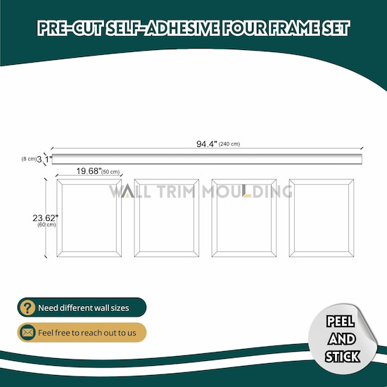 Paintable Wainscoting Panel 4 Frame Set - Image 3